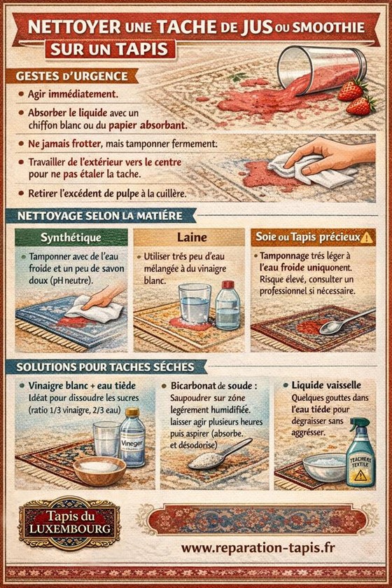 Comment nettoyer une tache de jus ou de smoothie sur un tapis
