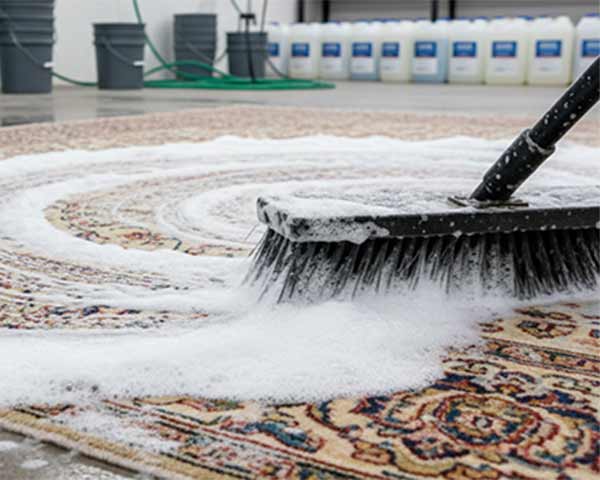 Lavage de tapis maison avec produit