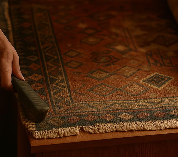 Nettoyage d'un tapis berbère ancien