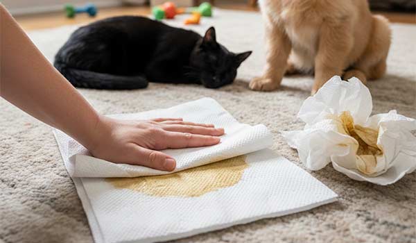 Nettoyer un tapis taché d’urine d'animal