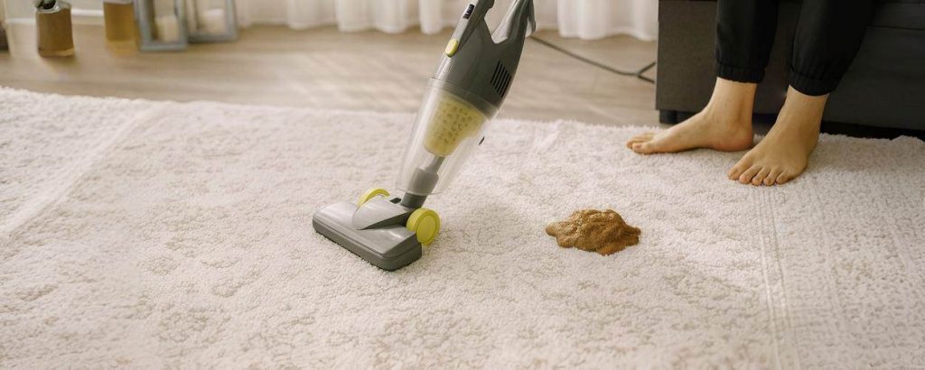 Nettoyer une tache de caca sur tapis