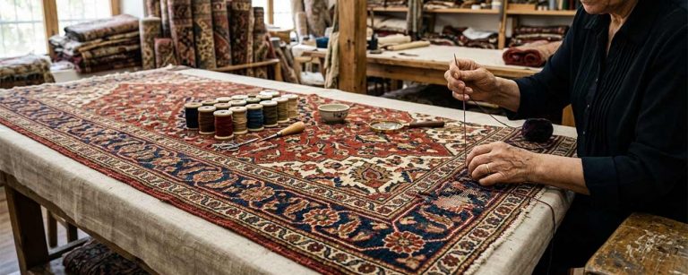 Réparation d'un tapis Bakhtiar ancien