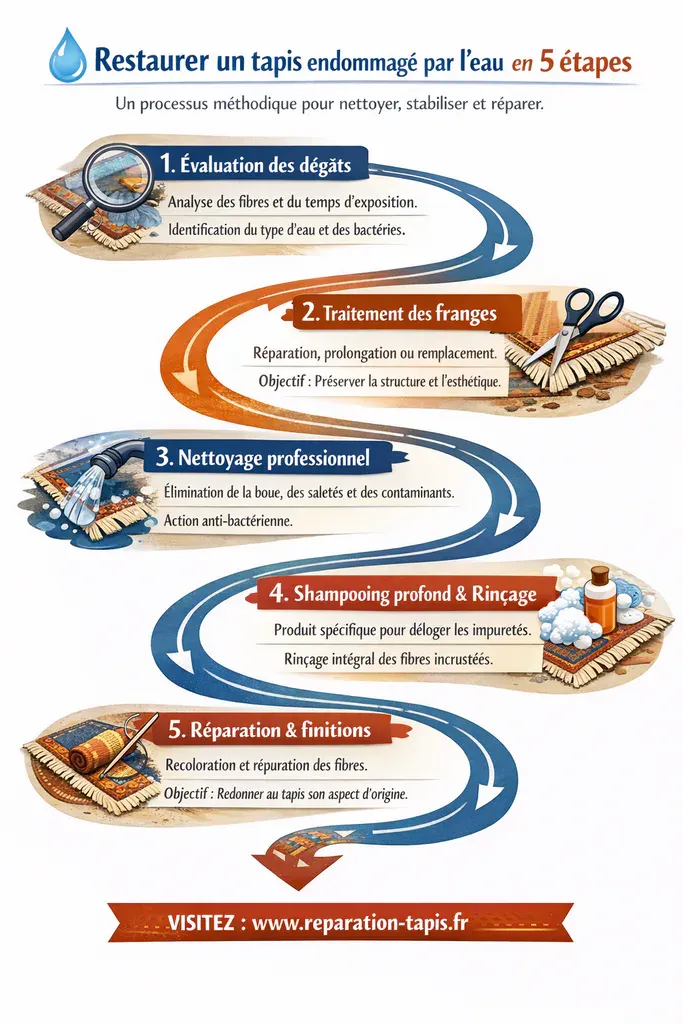 Restaurer un tapis endommagé par l'eau infographie