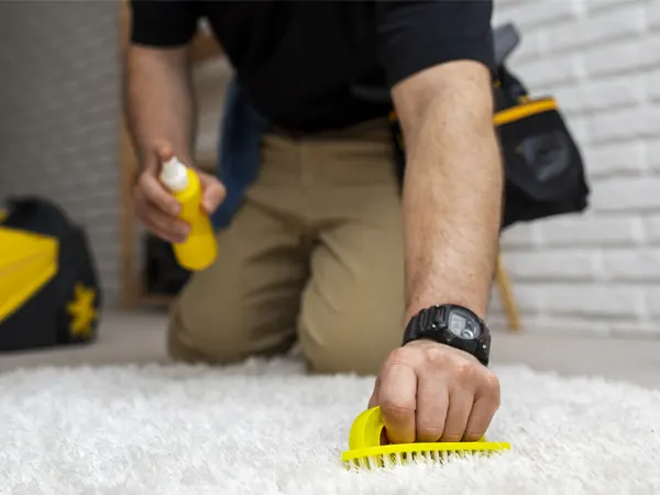 elimination taches sur tapis blanc